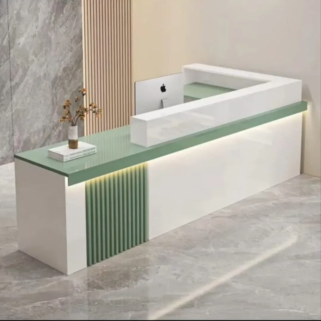 Modern LED ışıklı resepsiyon bankosu karşılama masası özel üretim